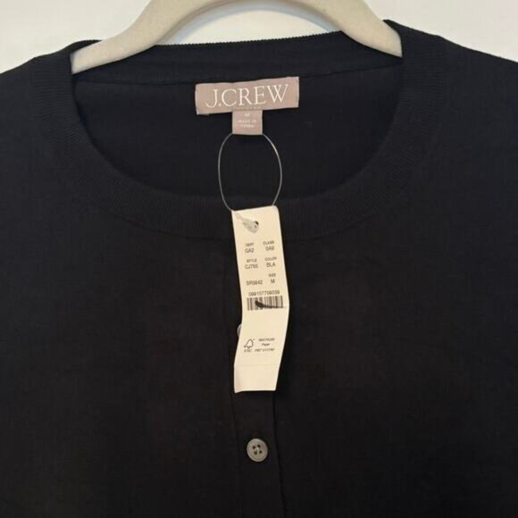 NWT J.Crew New Jackie Cardigan In Premium Ultra Fine Cotton Blend Black Size M - Picture 6 of 6